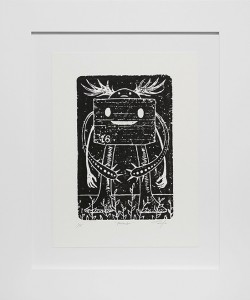 Jeff Soto -  <strong>Protector edition 1/8</strong> (2016<strong style = 'color:#635a27'></strong>)<bR /> relief print on Arches paper, 
12 x 9 inches,
(30.5 x 22.9 cm),
framed: 18.5 x 15.5 inches,
(47 x 39.4 cm)