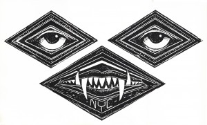 Jeff Soto -  <strong>Vampire edition 3/5</strong> (2016<strong style = 'color:#635a27'></strong>)<bR /> relief print on Arches paper, 
13 x 20 inches,
(33 x 50.8 cm)
