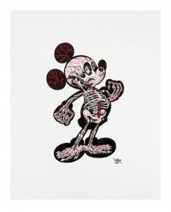 Nychos -  <strong>X-Ray of Mickey</strong> (2016<strong style = 'color:#635a27'></strong>)<bR /> ink on paper,
24 x 19 in. (61 x 48.3 cm)
$2,000