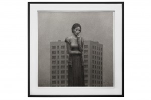 Aron Wiesenfeld -  <strong>The Tower</strong> (2016<strong style = 'color:#635a27'></strong>)<bR /> charcoal on paper,
42 x 42 inches,
(106.68 x 106.68 cm),
framed: 49 x 49 inches,
(124.46 x 124.46 cm)
$9,000