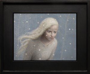 Aron Wiesenfeld -  <strong>The Messenger</strong> (2016<strong style = 'color:#635a27'></strong>)<bR /> oil on panel,
12 x 16 inches,
(30.48 x 40.64 cm),
framed: 19 x 23 inches,
(48.26 x 58.42 cm)
$5,000