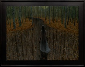 Aron Wiesenfeld -  <strong>The River</strong> (2016<strong style = 'color:#635a27'></strong>)<bR /> oil on canvas, 
30 x 40 inches,
(76.2 x 101.6 cm),
framed: 37 x 47 inches,
(93.98 x 119.38 cm)