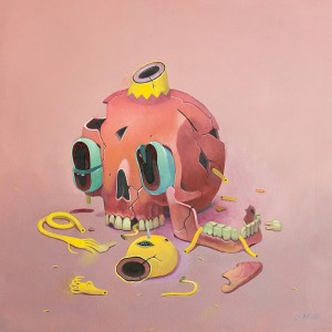 Charlie Immer -  <strong>Busted</strong> (2016<strong style = 'color:#635a27'></strong>)<bR /> oil on paper mounted on board,
12 x 12 inches,
(30.48 x 30.48 cm)
