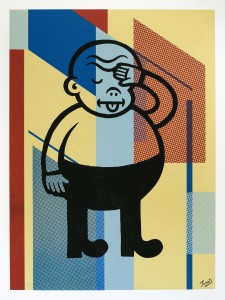 Gary Taxali -  <strong>22</strong> (2016<strong style = 'color:#635a27'></strong>)<bR /> hand painted multiple (HPM) acrylic on 4-color silkscreen,
20 x 26 inches,
(50.8 x 66.04 cm)
<strong>SOLD</strong>