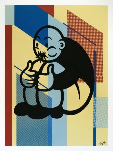 Gary Taxali -  <strong>34</strong> (2016<strong style = 'color:#635a27'></strong>)<bR /> hand painted multiple (HPM) acrylic on 4-color silkscreen,
20 x 26 inches,
(50.8 x 66.04 cm)
