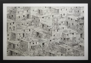 Ben Tolman -  <strong>More</strong> (2014<strong style = 'color:#635a27'></strong>)<bR /> ink on paper,
26 x 40 inches,
(66.04 x 101.6 cm),
framed: 33 x 47 inches,
(83.82 x 119.38 cm)
<strong>SOLD</strong>

