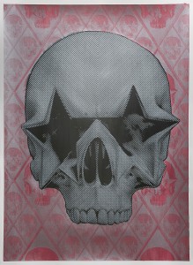 Ron English -  <strong>Starskull Negative</strong> (2016<strong style = 'color:#635a27'></strong>)<bR /> hand painted multiple (HPM) silkscreen on paper,
30 x 22 inches,
(76.2 x 55.88 cm)
