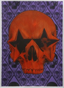 Ron English -  <strong>Starskull Positive</strong> (2016<strong style = 'color:#635a27'></strong>)<bR /> hand painted multiple (HPM) silkscreen on paper,
30 x 22 inches,
(76.2 x 55.88 cm)

