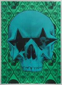 Ron English -  <strong>Starskull Positive</strong> (2016<strong style = 'color:#635a27'></strong>)<bR /> hand painted multiple (HPM) silkscreen on paper,
30 x 22 inches,
(76.2 x 55.88 cm)
