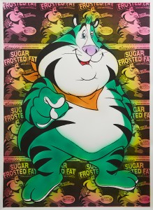 Ron English -  <strong>Frosted Fat Tony</strong> (2016<strong style = 'color:#635a27'></strong>)<bR /> hand painted multiple (HPM) silkscreen on paper,
30 x 22 inches,
(76.2 x 55.88 cm)
