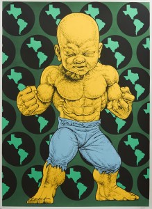 Ron English -  <strong>Texas Temper Tot 5/32</strong> (2016<strong style = 'color:#635a27'></strong>)<bR /> hand painted multiple (HPM) silkscreen on paper,
30 x 22 inches,
(76.2 x 55.88 cm)
