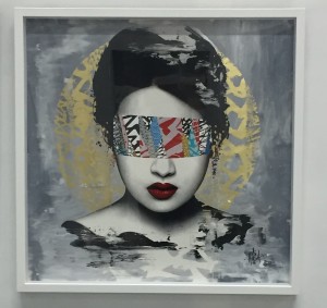 Hush -  <strong>Halo (Artist Print edition of 21)</strong> (2016<strong style = 'color:#635a27'></strong>)<bR /> 16 color screenprint with hand applied 22 ct gold leaf,
23.6 x 23.6 inches,
(60 x 60 cm)