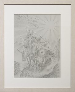 Fulvio di Piazza -  <strong>Baracca</strong> (2016<strong style = 'color:#635a27'></strong>)<bR /> pencil on paper,
12 x 9 inches,
(30.5 x 23 cm),
framed: 16.5 x 13.5 inches,
(41.9 x 34.3 cm)