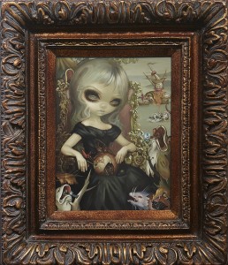 Jasmine Becket-Griffith -  <strong>Bosch Princess</strong> (2016<strong style = 'color:#635a27'></strong>)<bR /> acrylic on panel,
16 x 12 inches,
(40.6 x 30.5 cm),
framed: 27 x 23 inches,
(68.6 x 58.4 cm)