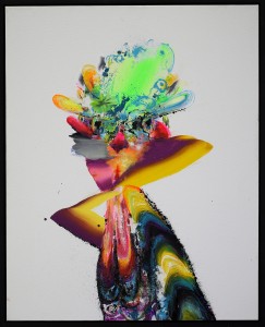 David Choong Lee -  <strong>Figure 4</strong> (2017<strong style = 'color:#635a27'></strong>)<bR /> acrylic, latex and aerosol paint,
30 x 24 inches, 
$3400