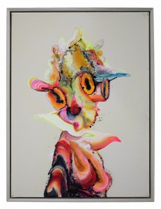 David Choong Lee -  <strong>Figure 8</strong> (2017<strong style = 'color:#635a27'></strong>)<bR /> acrylic, latex and aerosol paint,
24 x 18 inches, 
(60.96 x 45.72 cm)
$2,100