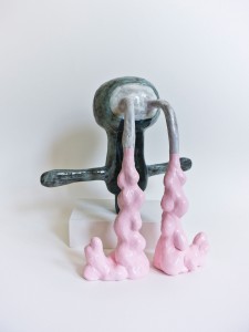 Aya Kakeda -  <strong>Strawberry Milkshake</strong> (2016<strong style = 'color:#635a27'></strong>)<bR /> ceramic, glaze, resin and paint,
10 x 10 x 7.5 inches,
$1,200