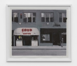 Brett Amory -  <strong>CBGB (Waiting #243) (edition 1/25)</strong> (2017<strong style = 'color:#635a27'></strong>)<bR /> giclee hand embellished with acrylic and street diamonds on #300 Italian cold press watercolor paper,
24 x 26 inches,
(60.9 x 66 cm)
framed: 31 x 27.25 inches 
(76.2 x 69.2 cm)