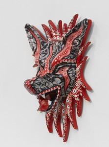 Dennis McNett -  <strong>Seven Direction Wolves (edition 1/7)</strong> (2017<strong style = 'color:#635a27'></strong>)<bR /> epoxy cast forms, wood base, woodcut print,
13 x 8.5 x 5 inches,
(33.02 x 21.6 x 12.7 cm)
$600