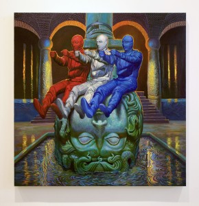 Thomas John Carlson -  <strong>American Medusa</strong> (2017<strong style = 'color:#635a27'></strong>)<bR /> oil on linen,
38 x 38 inches,
$6,500