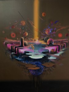 David Choong Lee -  <strong>Cosmic Dust</strong> (2017<strong style = 'color:#635a27'></strong>)<bR /> acrylic on canvas
50 x 72 inches
