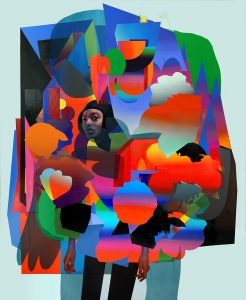 Erik Jones -  <strong>Armor</strong> (2017<strong style = 'color:#635a27'></strong>)<bR /> watercolor, pencil, acrylic, wax pastel, oil on paper mounted to wood panel,
78 x 95 inches