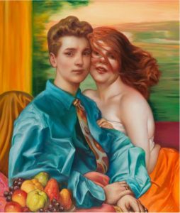 Jamie Adams -  <strong>Honeymooners</strong> (2016<strong style = 'color:#635a27'></strong>)<bR /> oil on linen,
42 x 36 inches