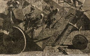 John Jacobsmeyer -  <strong>Chariot (detail)</strong> (2017<strong style = 'color:#635a27'></strong>)<bR /> woodcut on Gampi,
56 x 56 inches
$1,600