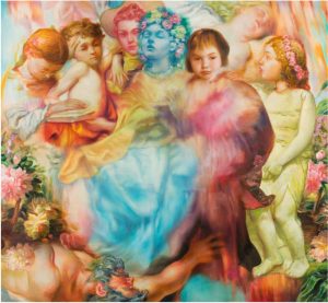 Jamie Adams -  <strong>Petunia Parade</strong> (2016<strong style = 'color:#635a27'></strong>)<bR /> oil on linen,
72 x 78 inches