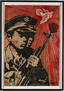 Shepard Fairey -  <strong>Chinese Soldiers</strong> (2007<strong style = 'color:#635a27'></strong>)<bR /> stencil collage on paper
30 x 44 inches