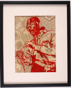 Shepard Fairey -  <strong>Toxicity Inspector</strong> (2007<strong style = 'color:#635a27'></strong>)<bR /> rubylith large
16 x 20 inches