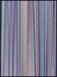 Kai & Sunny -  <strong>Spectrum Vertical</strong> (2018<strong style = 'color:#635a27'></strong>)<bR /> acrylic on 32mm aluminium panel and framed in black stained oak,
44.5 x 60.2 inches (framed)
$11,000