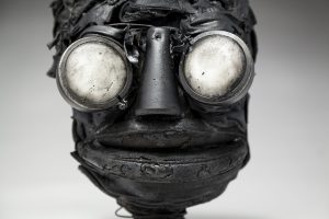 Ronald Gonzalez -  <strong>Whites (detail)</strong> (2018<strong style = 'color:#635a27'></strong>)<bR /> black leather, found objects, wire, wax, carbon, screws and metal filings over welded steel armatures,
11 x 7 x 8 inches
