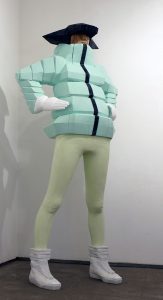 Taku  Obata -  <strong>Takuspe B-Girl Down Jacket</strong> (2014<strong style = 'color:#635a27'></strong>)<bR /> camphor wood and acrylic, 
 67.3 x 31.9 x 17.3 inches 
(171 x 81 x 44 cm)