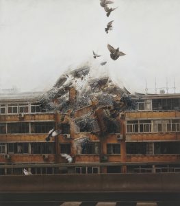 Jeremy  Geddes -  <strong>Begin Again</strong> (2011<strong style = 'color:#635a27'></strong>)<bR /> oil on board, 
 22 x 19.5 inches (55.88 x 49.53 cm) 
28.75 x 25.375 x 1.75 inches, framed