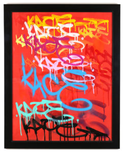 Kip Omolade -  <strong>Luxury Graffiti Kelley II Tag Sheet </strong> (2020<strong style = 'color:#635a27'></strong>)<bR /> Acrylic and Spray Paint on paper, 22 x 28 inches