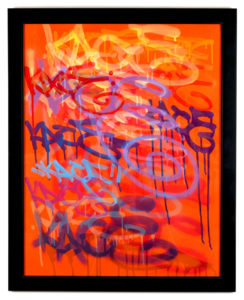 Kip Omolade -  <strong>Luxury Graffiti Kelley III Tag Sheet </strong> (2020<strong style = 'color:#635a27'></strong>)<bR /> Acrylic and Spray Paint on paper, 22 x 28 inches
