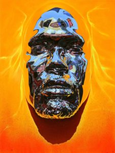 Kip Omolade -  <strong>Luxury Graffiti Self-Portrait (COVID-19)</strong> (2020<strong style = 'color:#635a27'></strong>)<bR /> Oil on canvas, 36 x 48 inches