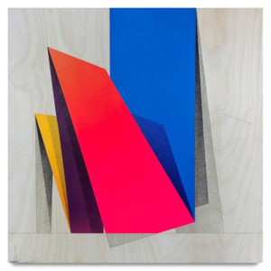 Remi Rough -  <strong>21st Century Reflection</strong> (2019<strong style = 'color:#635a27'></strong>)<bR /> Graphite, acrylic and spray paint on ply and steel panel
19.685 x 19.685 inches