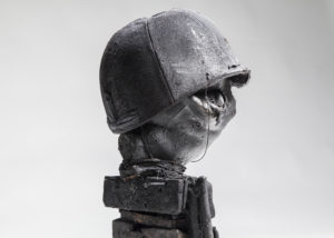 Ronald Gonzalez -  <strong>HOLE</strong> (2017<strong style = 'color:#635a27'></strong>)<bR /> 21 x 12 x 8. Leather, found objects, wire, wax, carbon, screws, and metal filings over welded steel armatures.