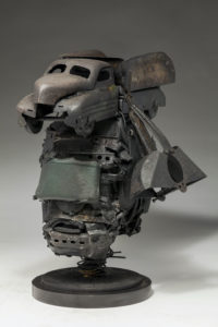 Ronald Gonzalez -  <strong>MORTAL</strong> (2018<strong style = 'color:#635a27'></strong>)<bR /> 17 X 9 X 13. found objects, wire, wax, carbon, screws, and metal filings over welded steel armatures.