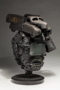 Ronald Gonzalez -  <strong>MORTAL</strong> (2018<strong style = 'color:#635a27'></strong>)<bR /> 17 X 9 X 13. found objects, wire, wax, carbon, screws, and metal filings over welded steel armatures.