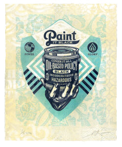 Shepard Fairey -  <strong>Paint It Black (Hand)</strong> (2016<strong style = 'color:#635a27'></strong>)<bR /> letterpress print (HPM), 16.75 x 13.75 inches, edition AP, Sold