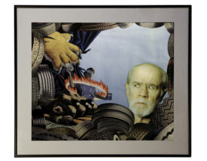 Winston Smith -  <strong>Sick'n'Tired - Back cover of George Carlin’s 12th HBO Special</strong> (2001<strong style = 'color:#635a27'></strong>)<bR /> hand cut collage on paper,
20 x 24 inches (21.75 x 25.5 inches framed), $15,000