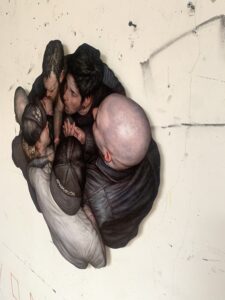 Dan Witz -  <strong>Suicidal Tendencies,</strong> (2022<strong style = 'color:#635a27'></strong>)<bR /> Oil on aluminum (cut out), 
24 x 24 inches
