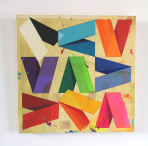 Nick Grindrod -  <strong>Every Which Way,</strong> (2024<strong style = 'color:#635a27'></strong>)<bR /> Acrylic on 18mm Birchwood ply, 12.8 x 12.8 inches