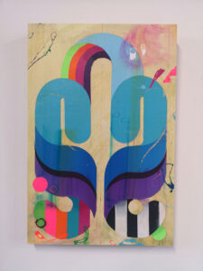 Nick Grindrod -  <strong>Hood Mantle,</strong> (2024<strong style = 'color:#635a27'></strong>)<bR /> Acrylic on 18mm Birchwood ply, 7.9 x 11.8 inches