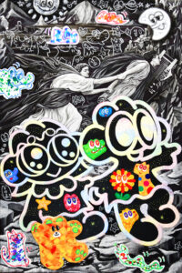 Yusuke Toda -  <strong>YUM and RIN, Echoes of Orpheus’ Triumph 1,</strong> (2024<strong style = 'color:#635a27'></strong>)<bR /> Mixed media on canvas,
31 x 47 inches