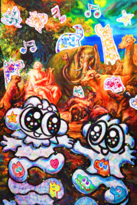 Yusuke Toda -  <strong>YUM and RIN, Echoes of Orpheus’ Triumph 2,</strong> (2024<strong style = 'color:#635a27'></strong>)<bR /> Mixed media on canvas,
31 x 47 inches